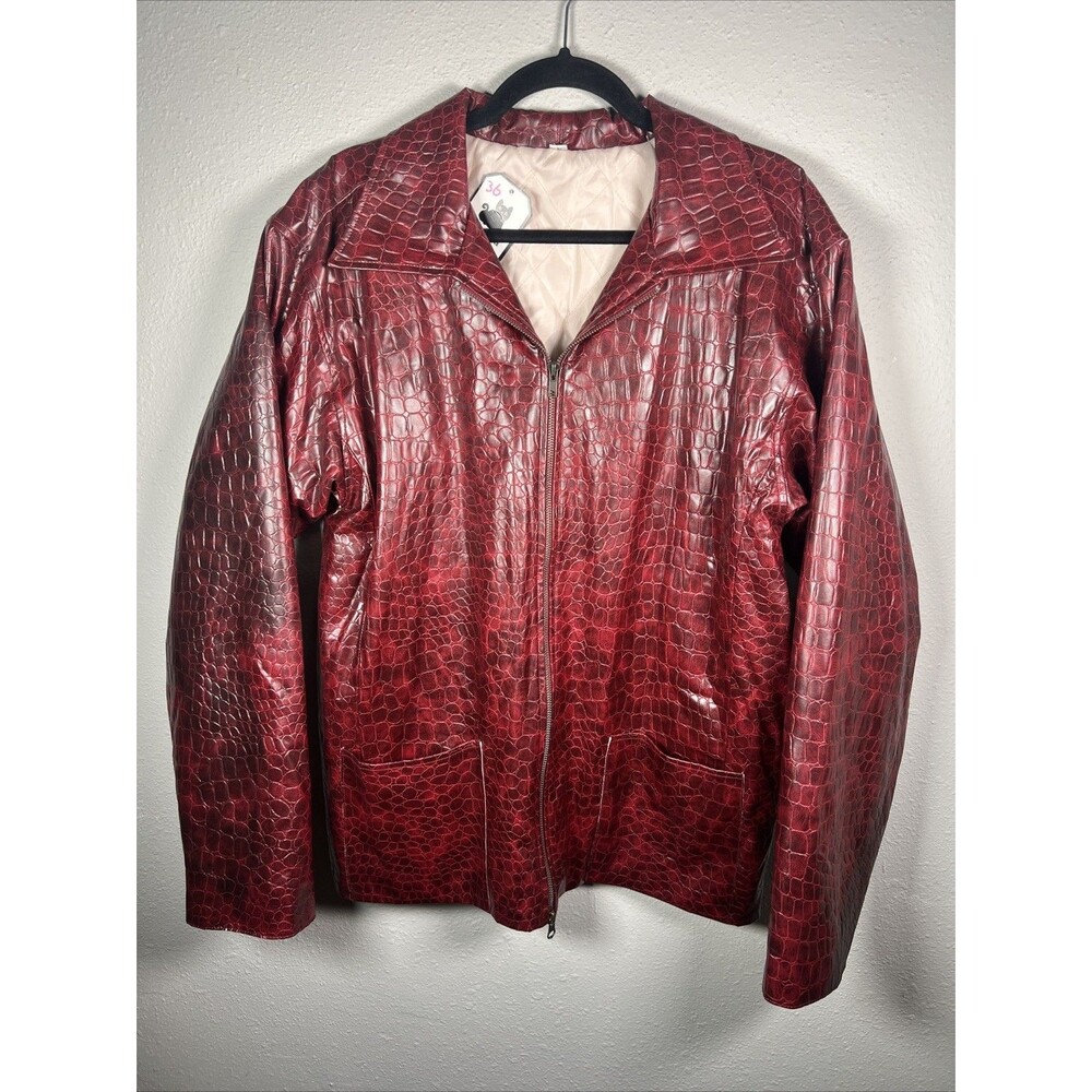 Faux Leather Crocodile Burgundy Jacket #36